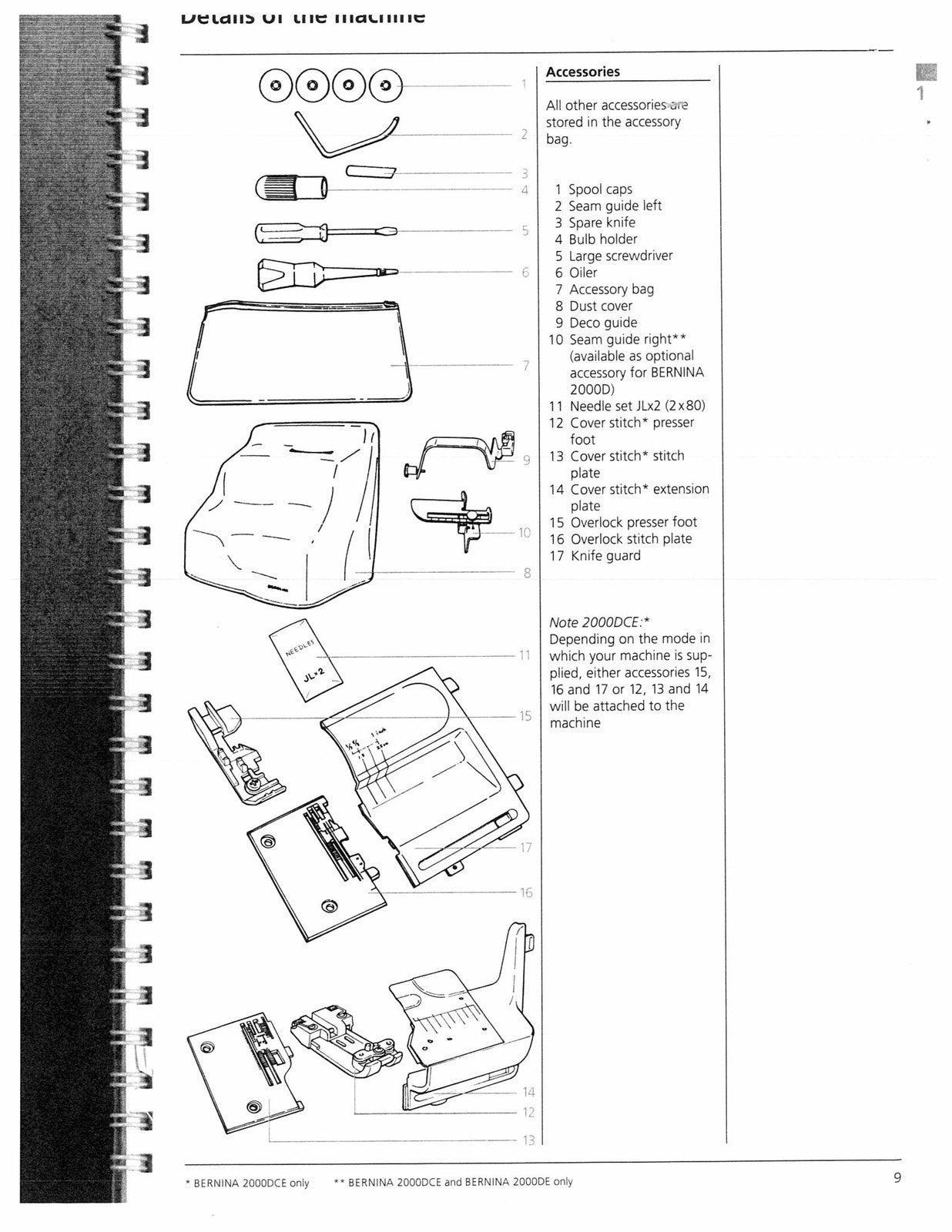 BERNINA 2000 DCE DE D Sewing Machine User Manual STEEL WIRE BOUND, TOUGH COVERS