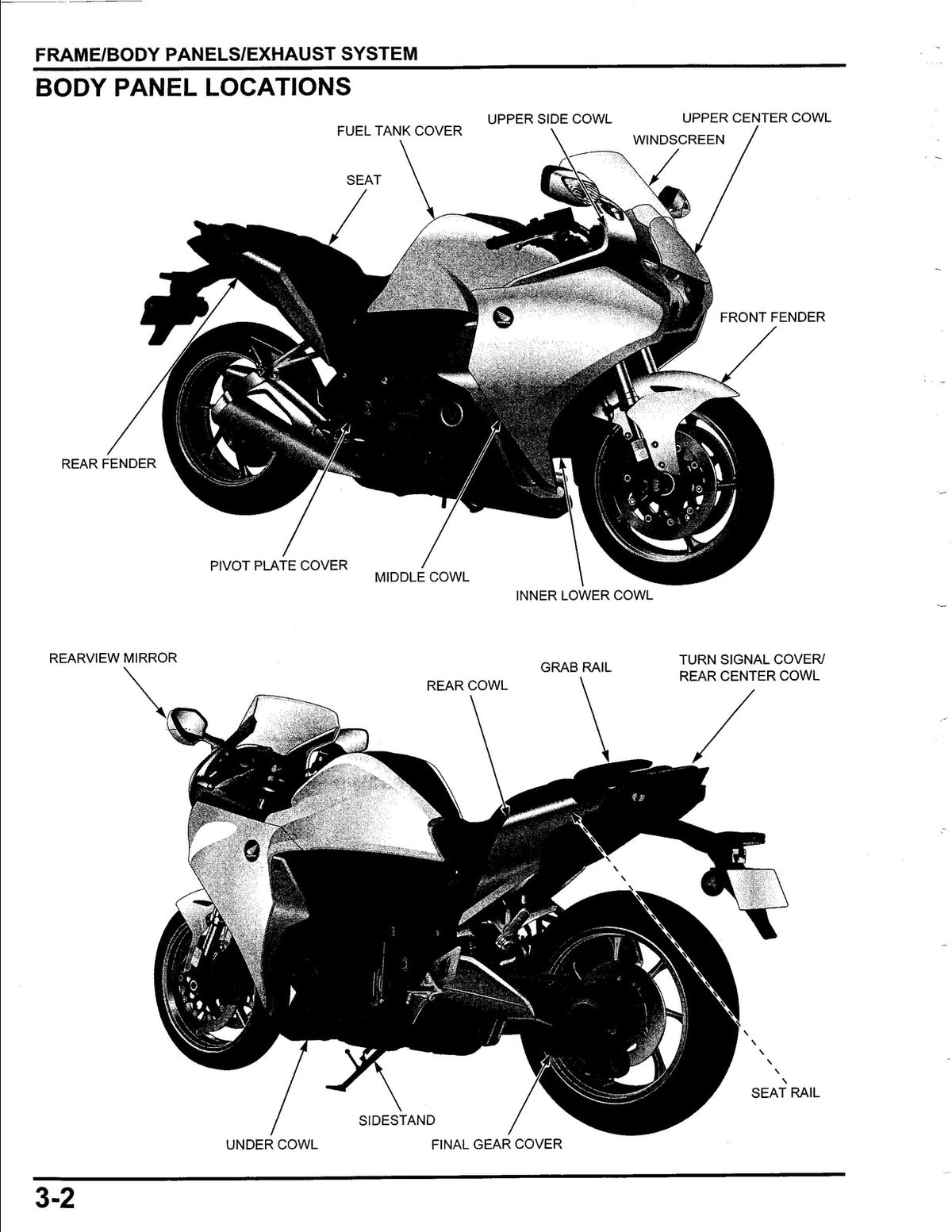 HONDA VFR1200F Motorcycle Service Manual - BOUND - COVERS - XL FOLDOUT PAGES