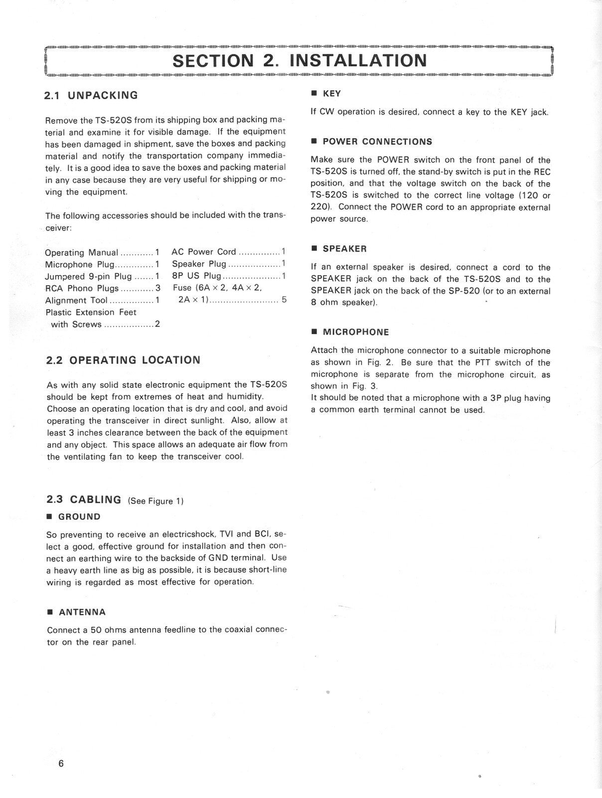 KENWOOD TS-520S TRANCEIVER OPERATING MANUAL - STEEL WIRE BOUND - TOUGH COVERS