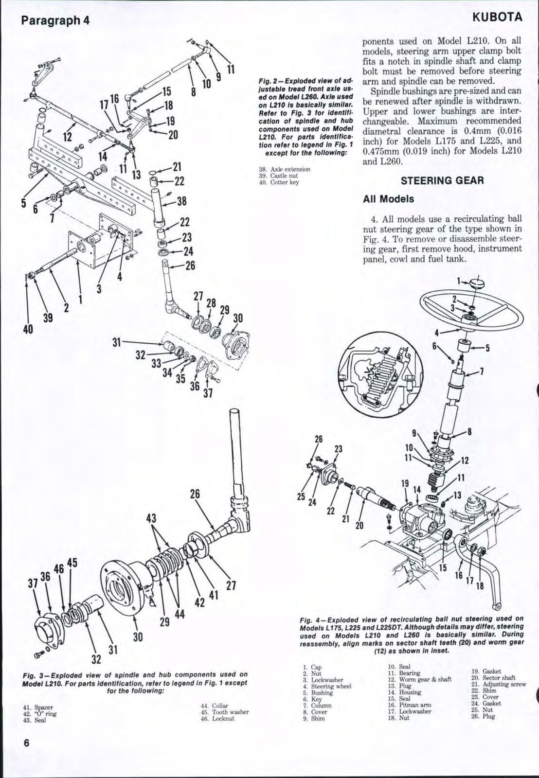 KUBOTA L175 L210 L225 L225DT L260 WORKSHOP MANUAL - STEEL WIRE BOUND - COVERS