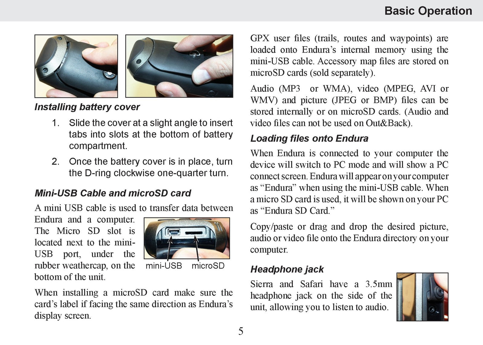 LOWRANCE Endura Operation Manual for Siera Safari Out&Back - WIRE BOUND - COVERS