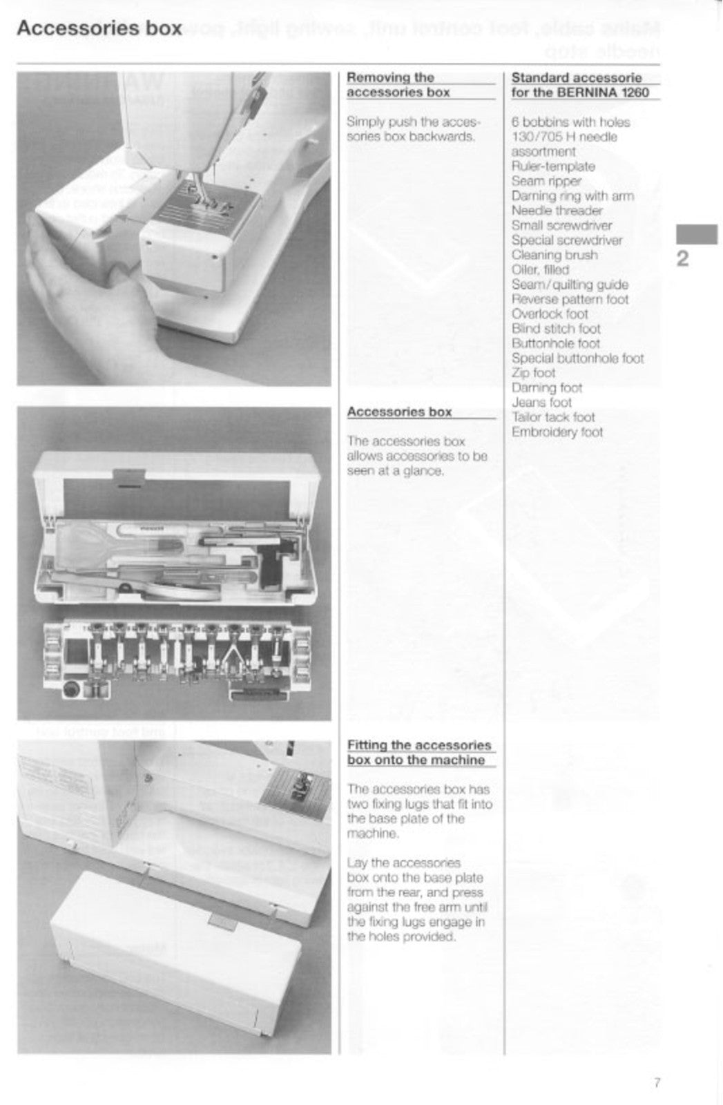 BERNINA 1260 Sewing Machine User Manual - STEEL WIRE BOUND - PROTECTIVE COVERS
