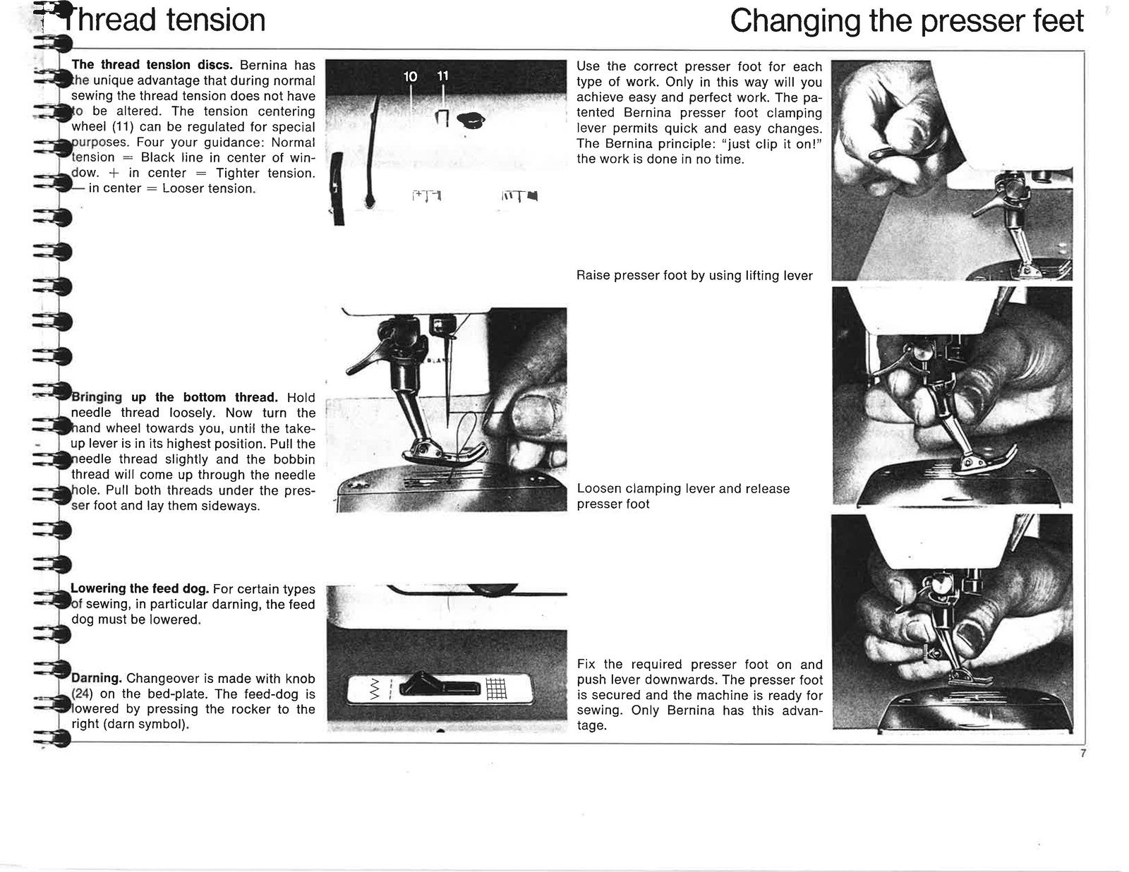 BERNINA 840 841 841 Sewing Machine User Manual - STEEL WIRE BOUND - TOUGH COVERS