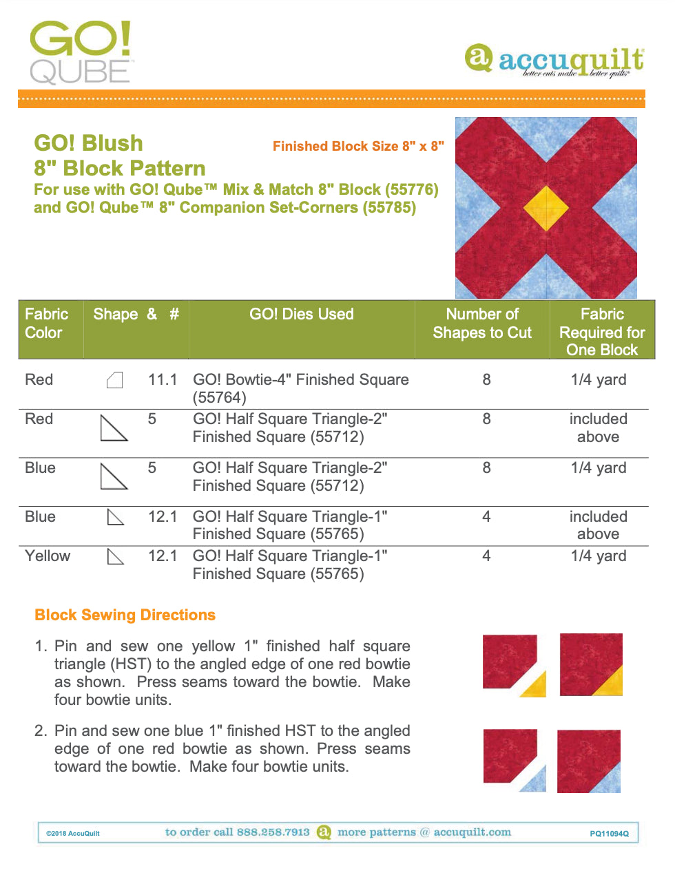 AccuQuilt Go! Qube Manual 8" 3-in-1: BLOCK, CORNERS & ANGLES, 433 PG  Wire Bound