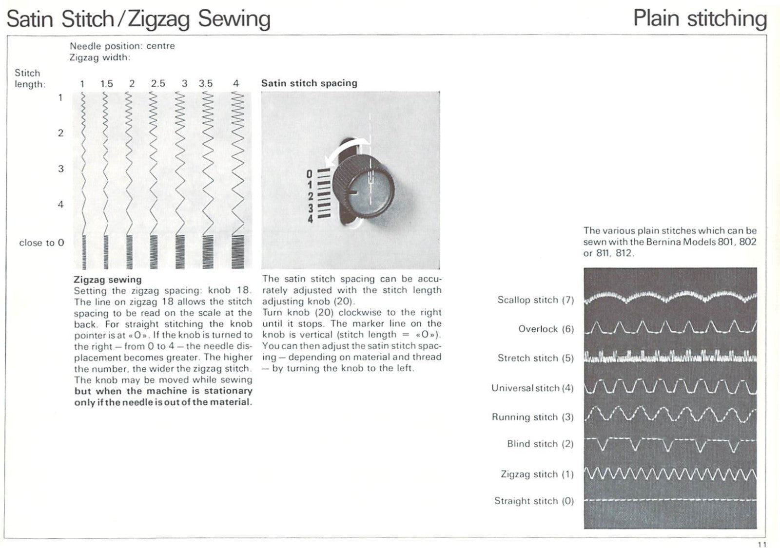 BERNINA 801 802 811 812 Sewing Machine Instruction Manual - WIRE BOUND - COVERS
