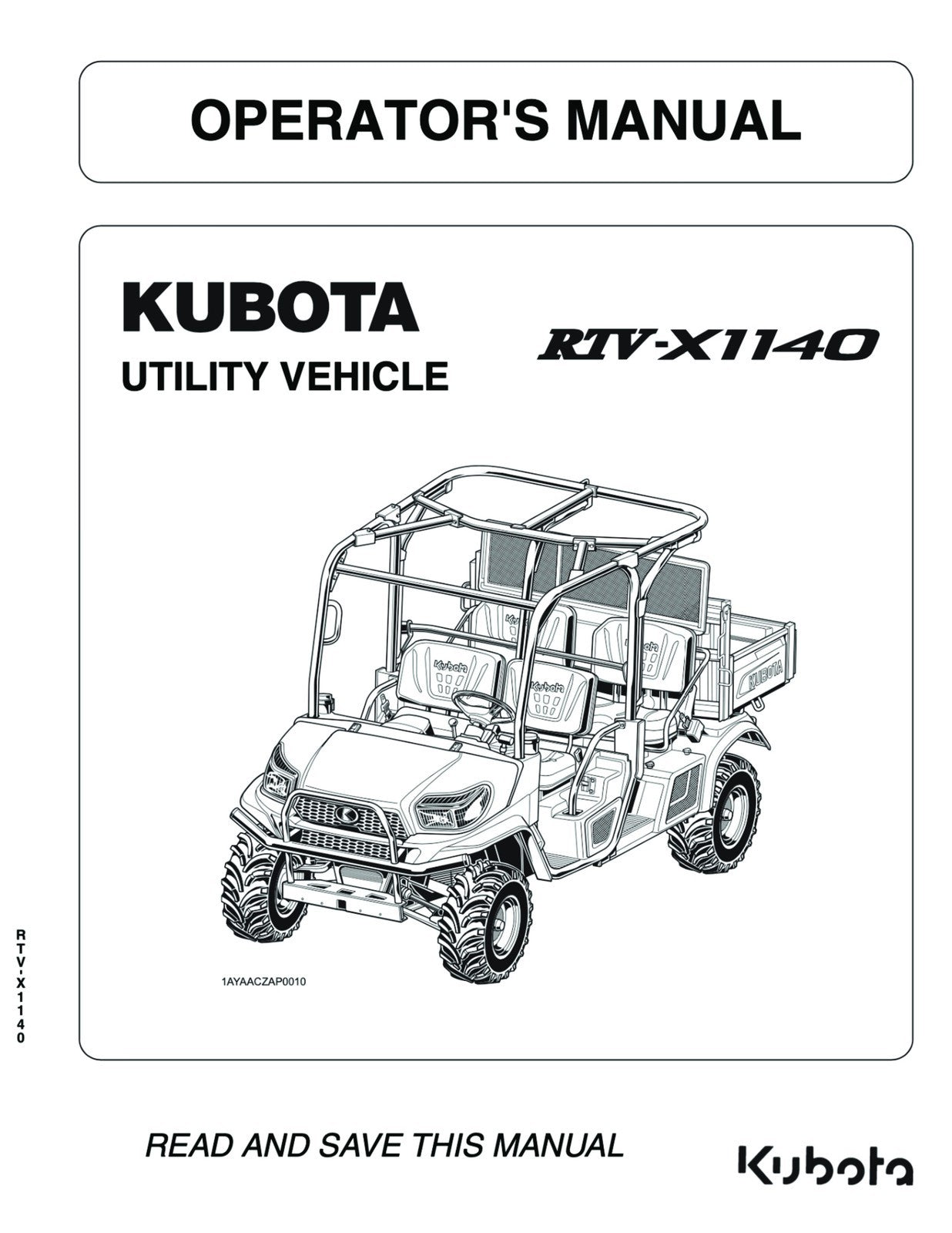 KUBOTA RTV-X1140 Operator + Workshop Manual BUNDLE - WIRE BOUND - TOUGH COVERS