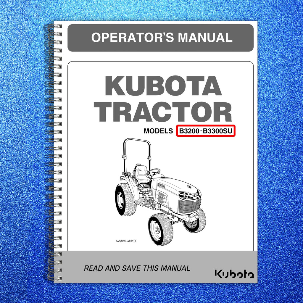 KUBOTA B3200 BUNDLE - OPERATORS & WORKSHOP MANUAL PAIR - WIRE BOUND - COVERS