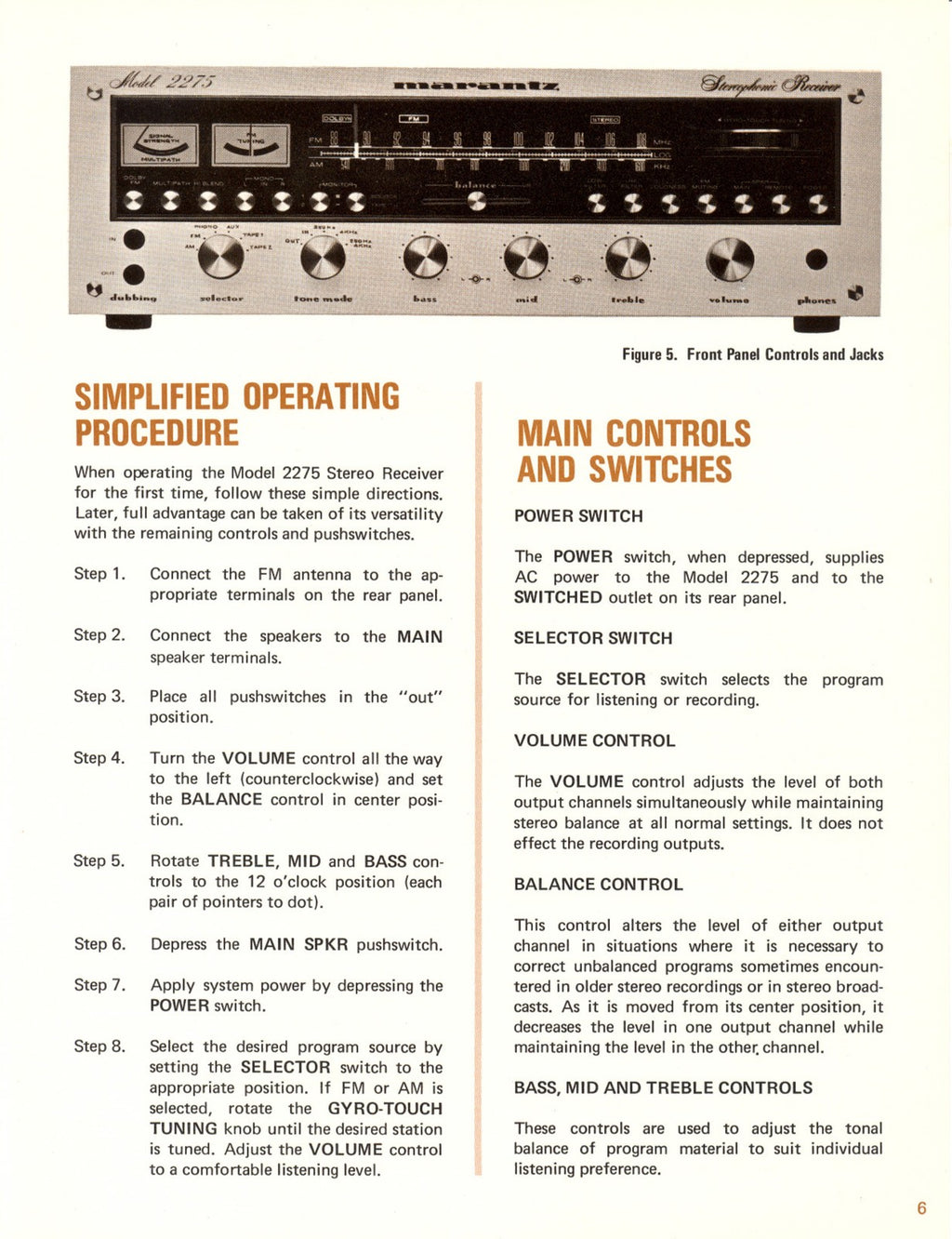 MARANTZ 2275 Stereophonic Receiver Instruction Manual - WIRE BOUND- TOUGH COVERS