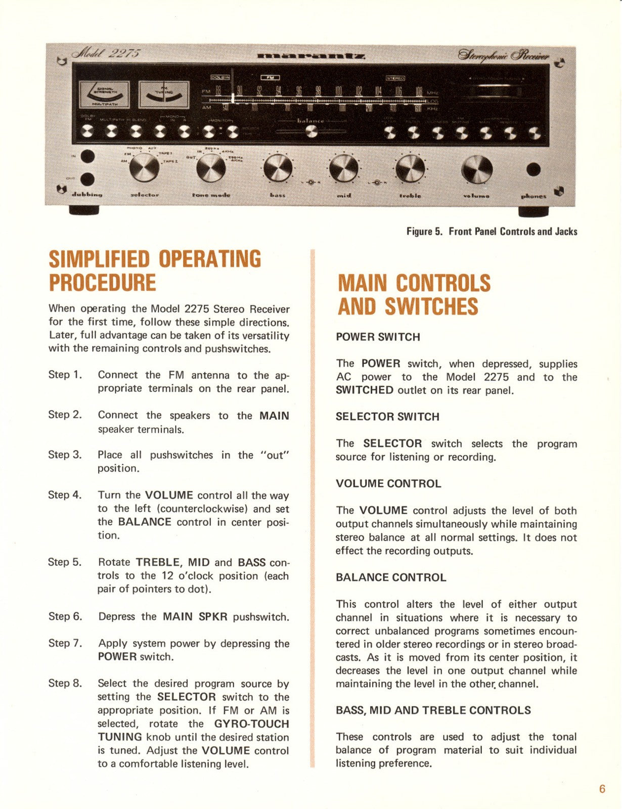 MARANTZ 2275 Stereophonic Receiver Instruction Manual - WIRE BOUND- TOUGH COVERS