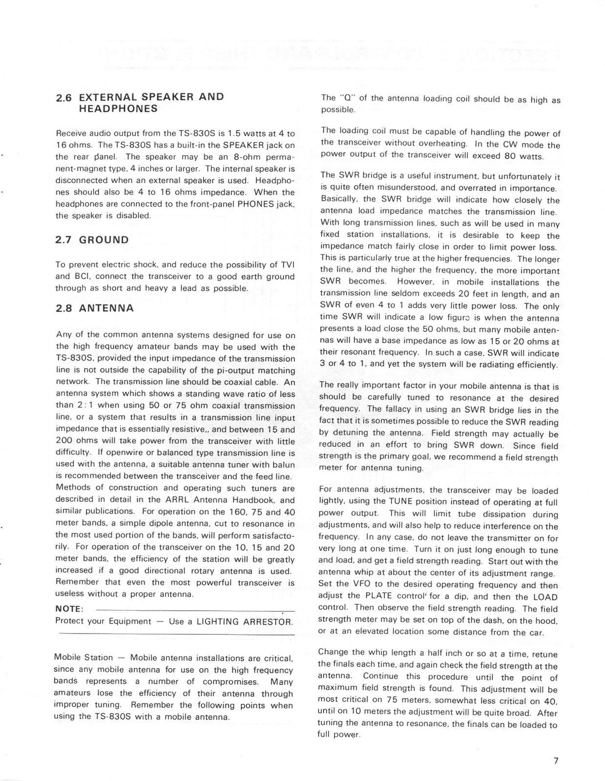 KENWOOD TS-830S Instruction Manual - STEEL WIRE BOUND - PROTECTIVE COVERS