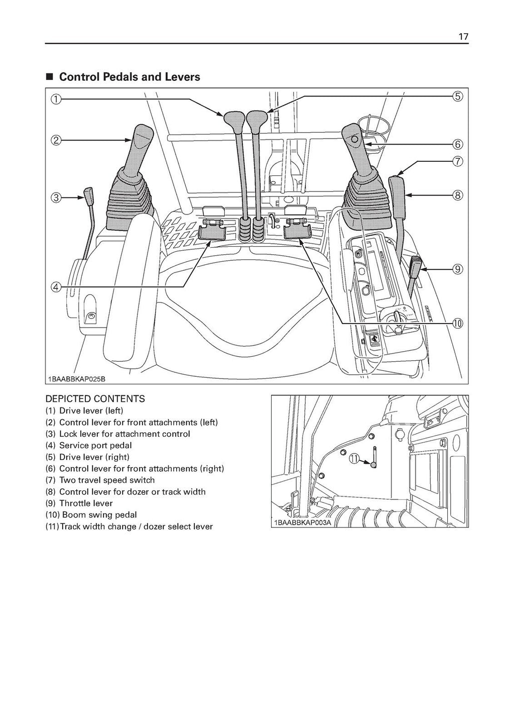 KUBOTA U17-3 EXCAVATOR OPERATORS MANUAL - STEEL WIRE BOUND - PROTECTIVE COVERS