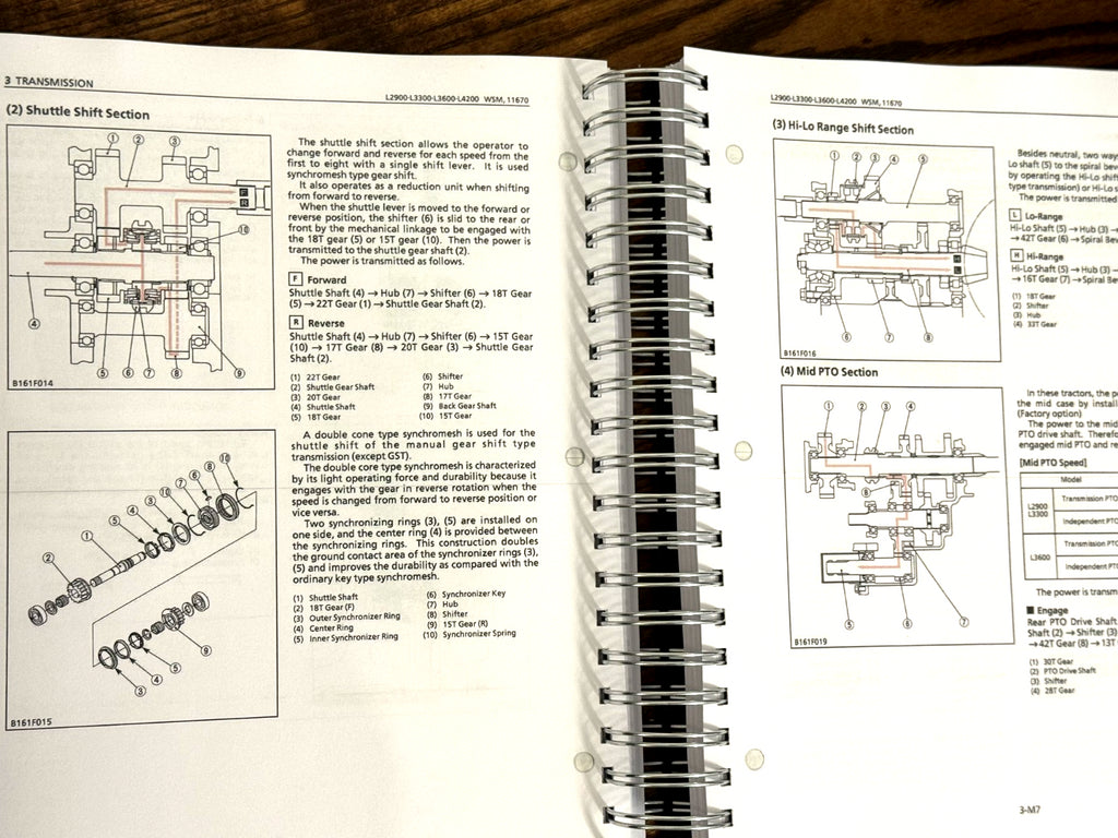 KUBOTA L2900 L3300 L3600 L4200 WORKSHOP MANUAL WSM - WIRE BOUND - COVERS - COLOR