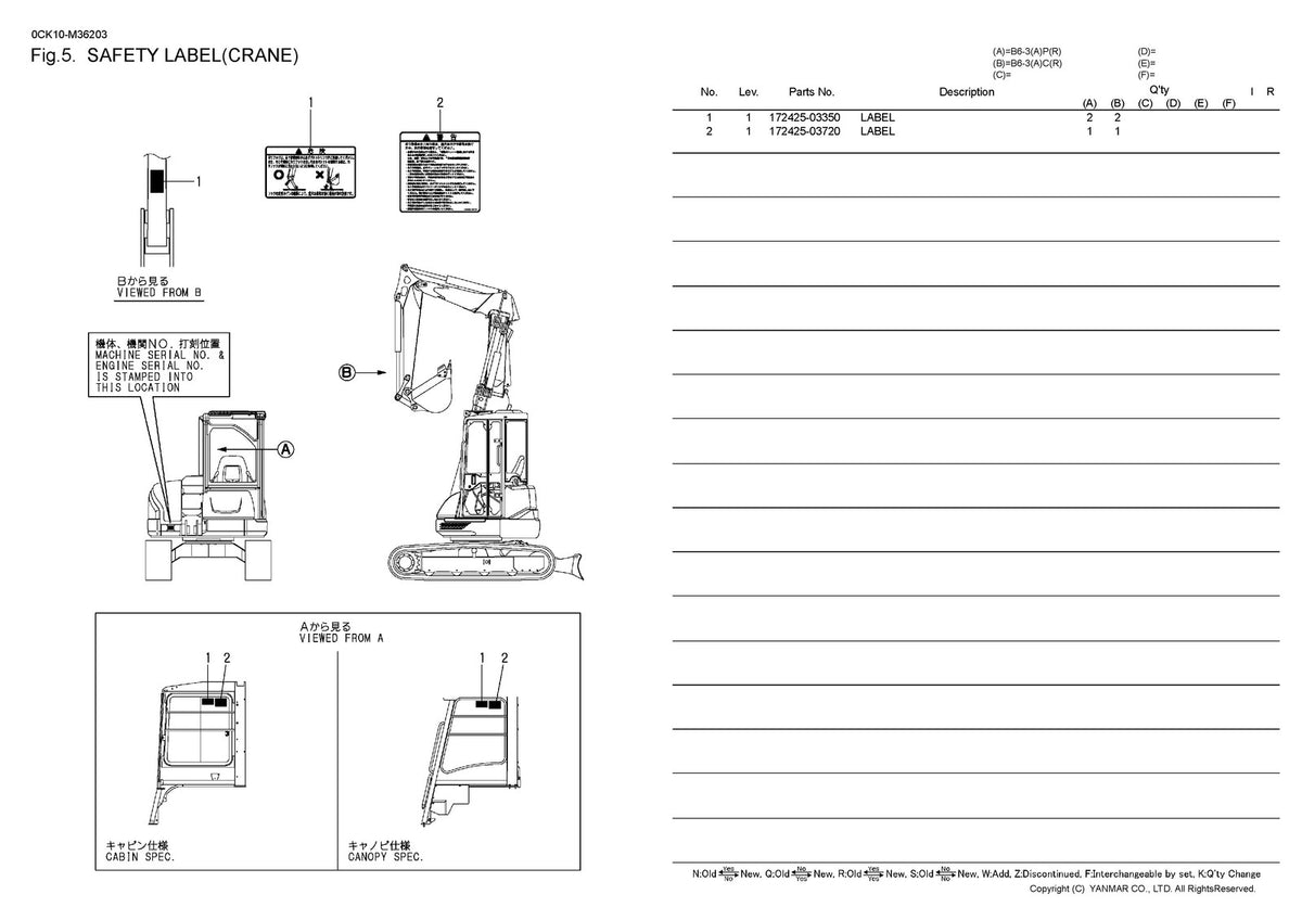 YANMAR B6-3 Excavator Parts Catalog Manual - STEEL WIRE BOUND - TOUGH COVERS
