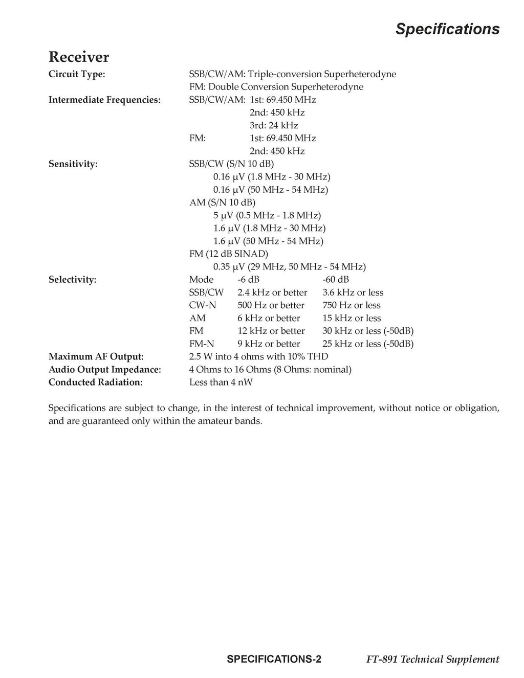YAESU FT-891 TRANCEIVER TECHNICAL MANUAL - LARGE FOLD-OUT PAGES - WIRE BOUND