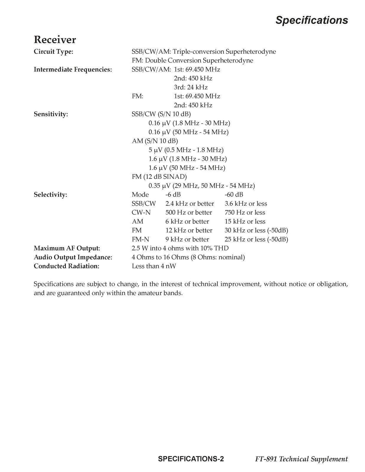 YAESU FT-891 TRANCEIVER TECHNICAL MANUAL - LARGE FOLD-OUT PAGES - WIRE BOUND