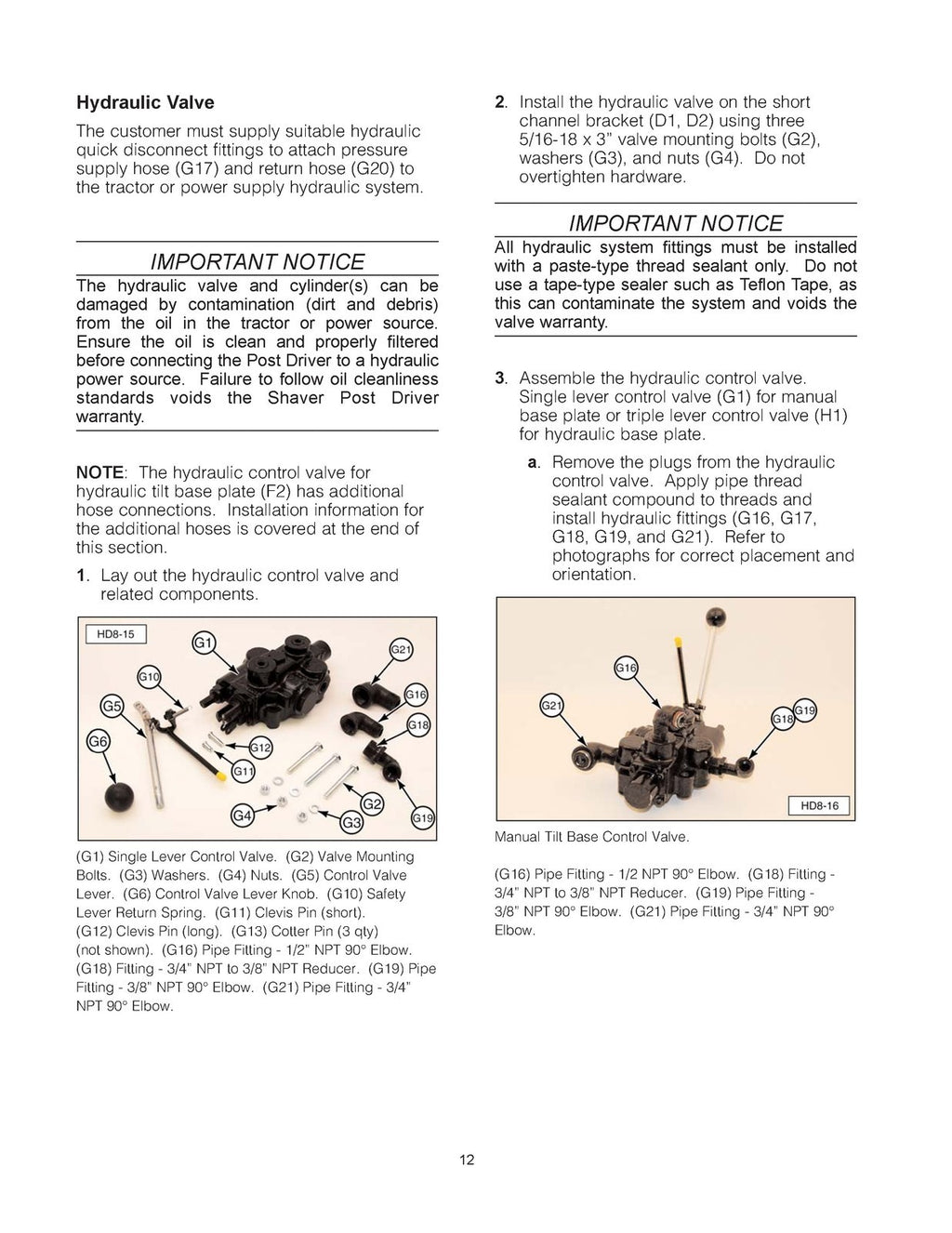 SHAVER Hydraulic Post Driver HD-8-H Operator Manual - WIRE BOUND - TOUGH COVERS
