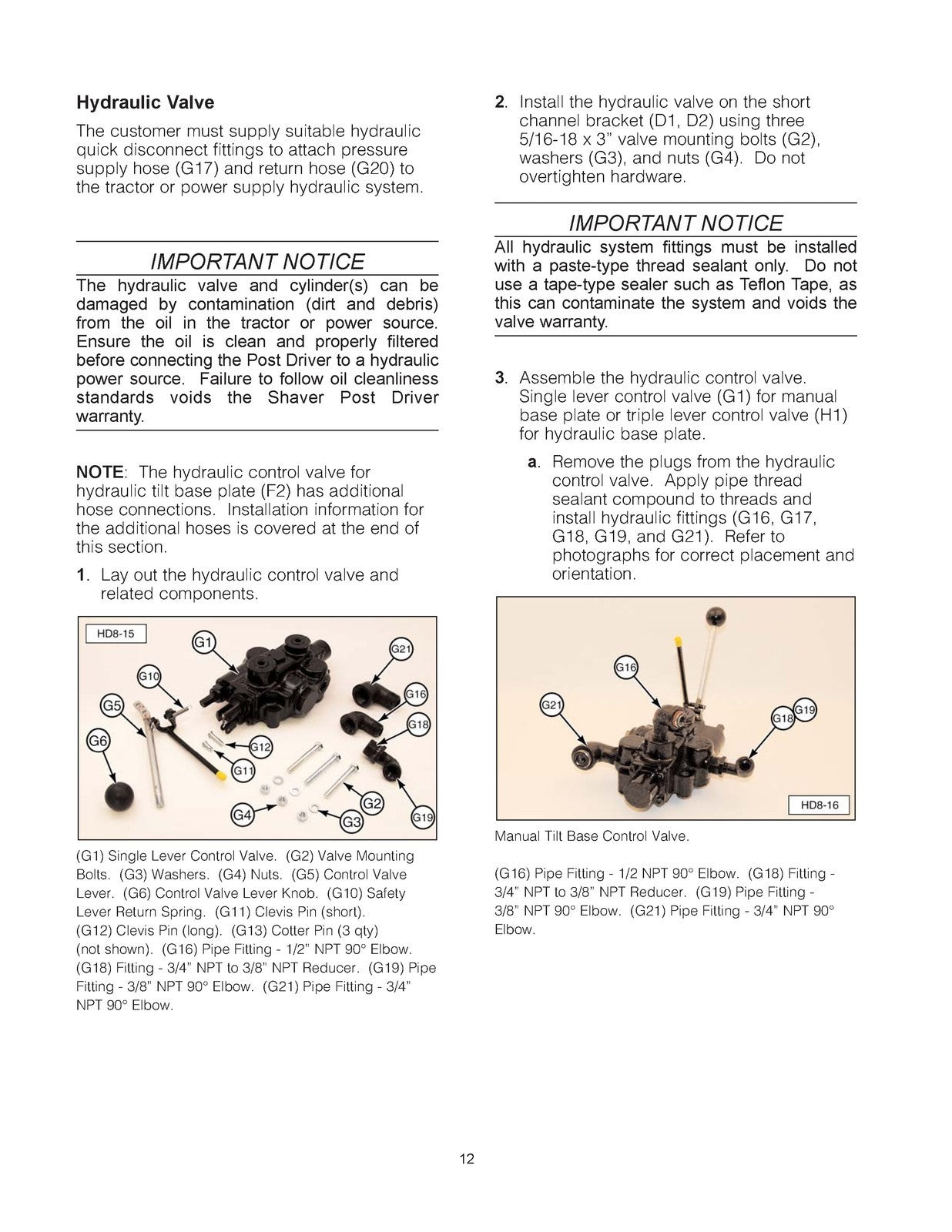 SHAVER Hydraulic Post Driver HD-8-H Operator Manual - WIRE BOUND - TOUGH COVERS