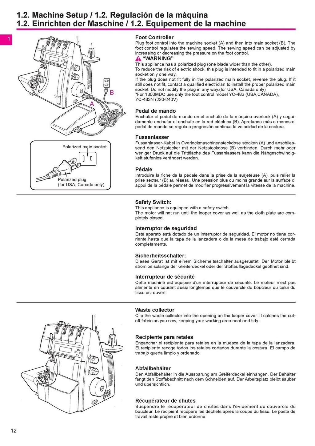BERNINA 1300MDC Overlocker Sewing Machine Instruction Manual, WIRE BOUND, COVERS