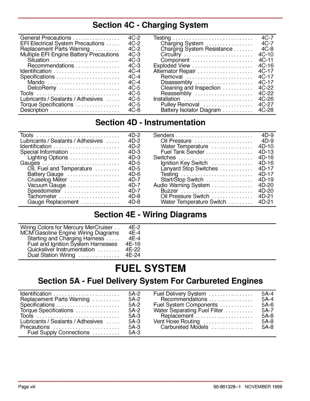 MERCURY No 25 Marine Engines GM V6 Service Manual - STEEL WIRE BOUND - COVERS