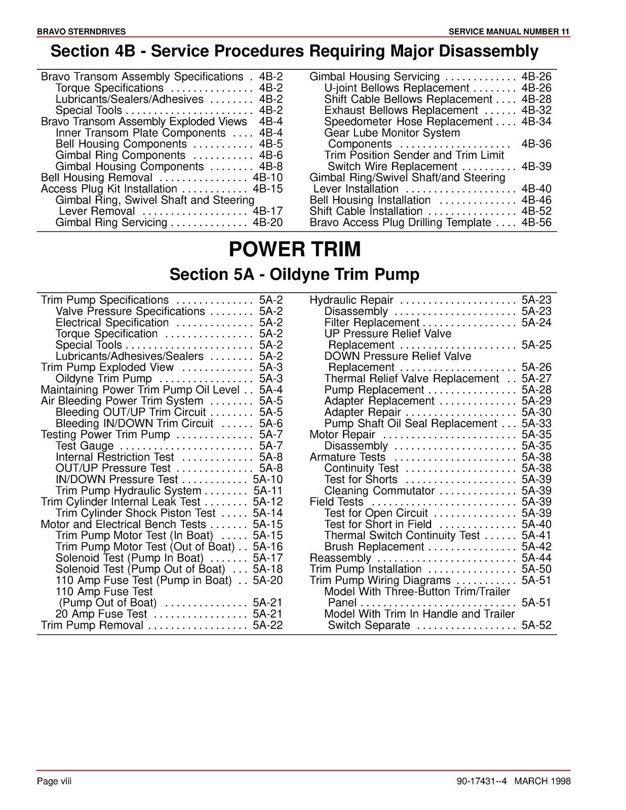 MERCURY MERCRUISER SERVICE MANUAL NO. 11 BRAVO STERNDRIVES - WIRE BOUND - COVERS