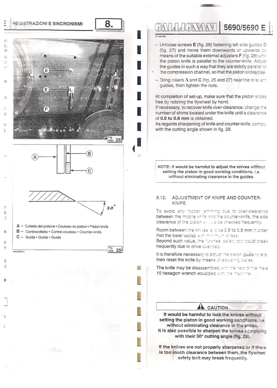 GALLIGNANI 5690 E Baler Operators Manual - STEEL WIRE BOUND - PROTECTIVE COVERS