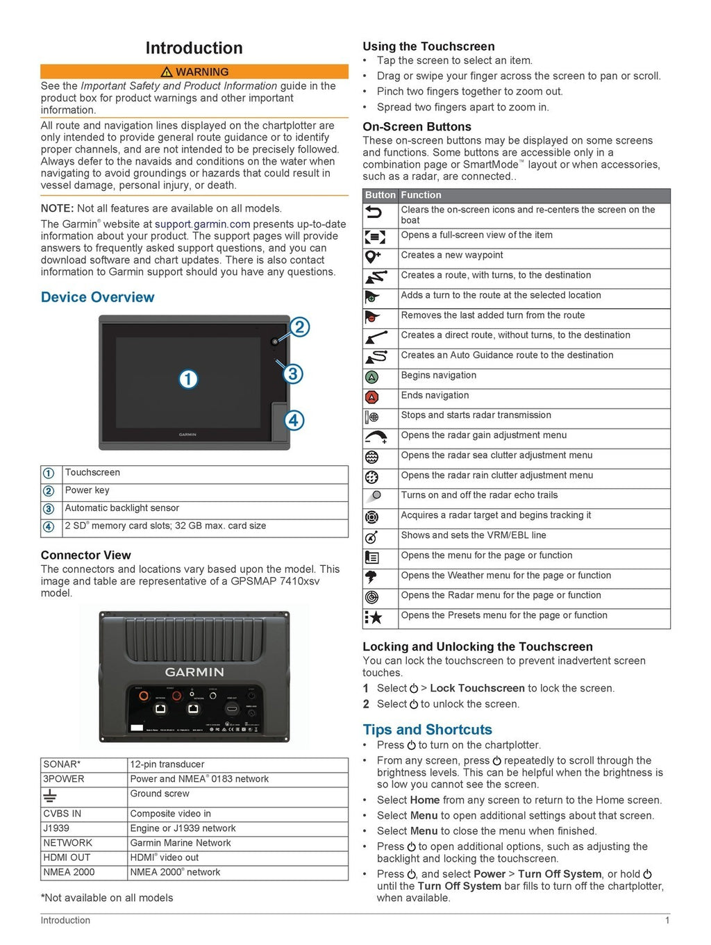 GARMIN GPSMAP 1222 1242 TOUCH Ownders Manual - STEEL WIRE BOUND - TOUGH COVERS