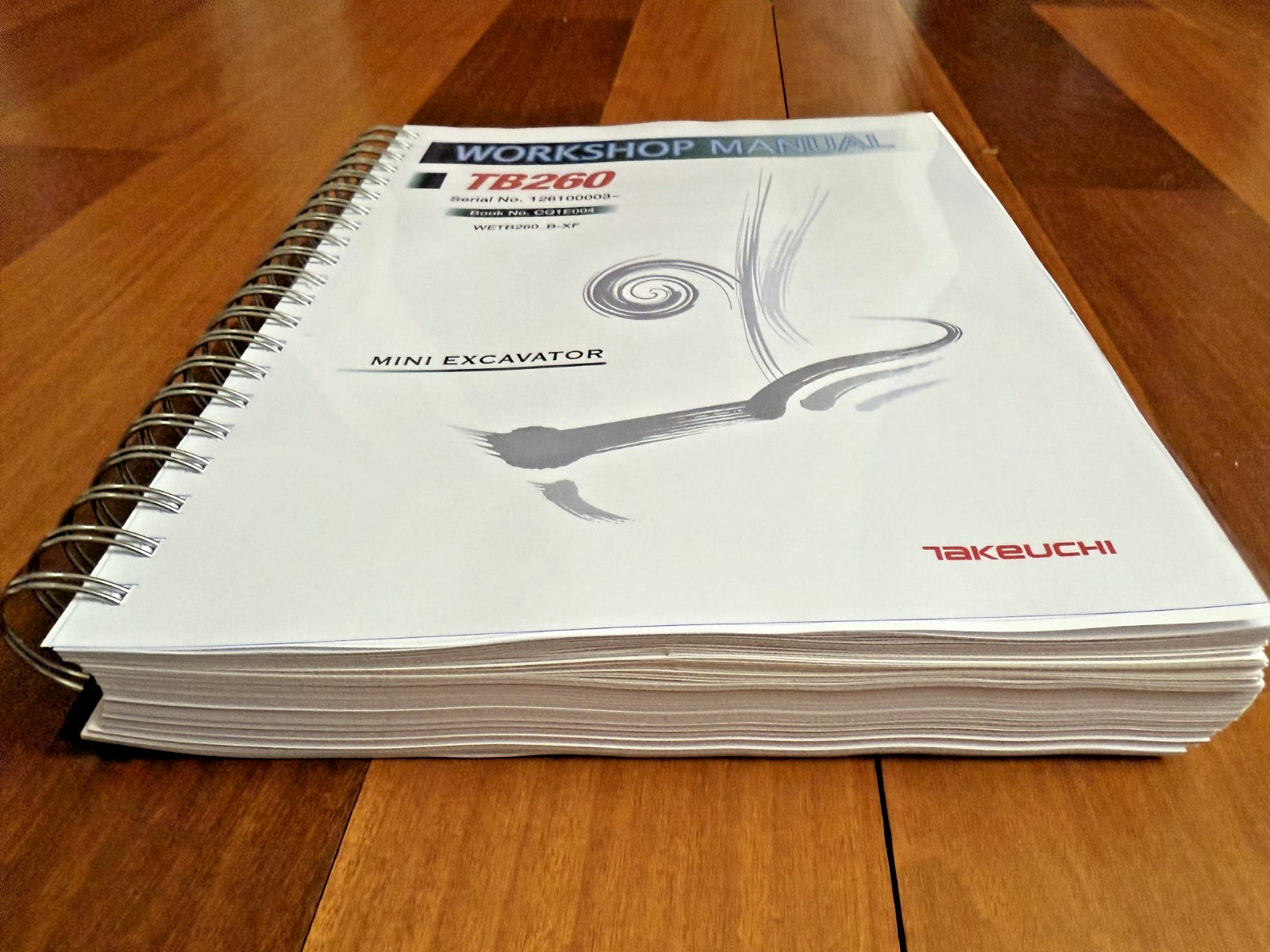 TAKEUCHI TB260 MINI EXCAVATOR WORKSHOP MANUAL - WIRE BOUND, COVERS, XL FOLDOUTS!