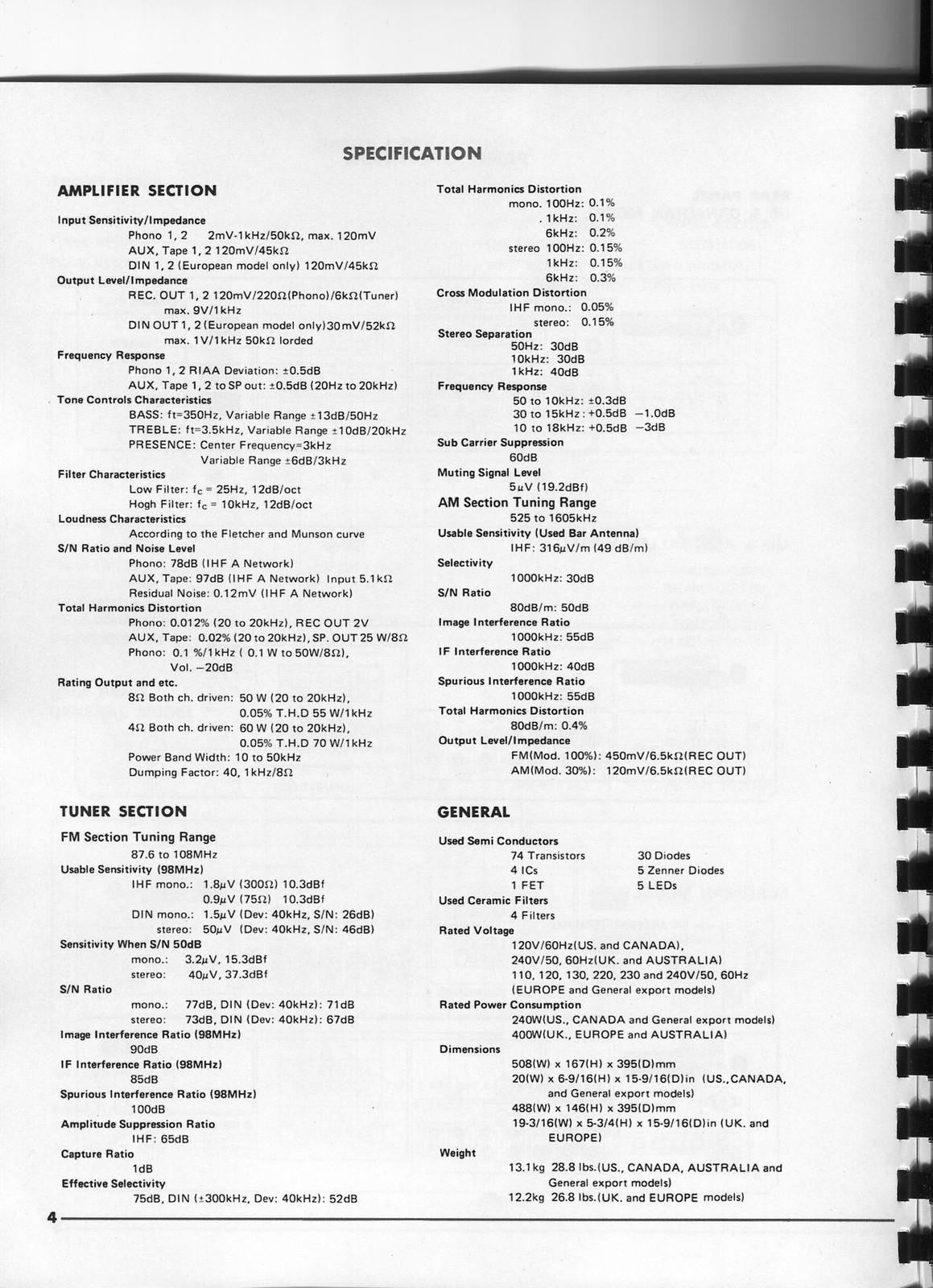 YAMAHA CR-820 Service & Owners Manual BUNDLE - WIRE BOUND - COVERS - FOLDOUTS