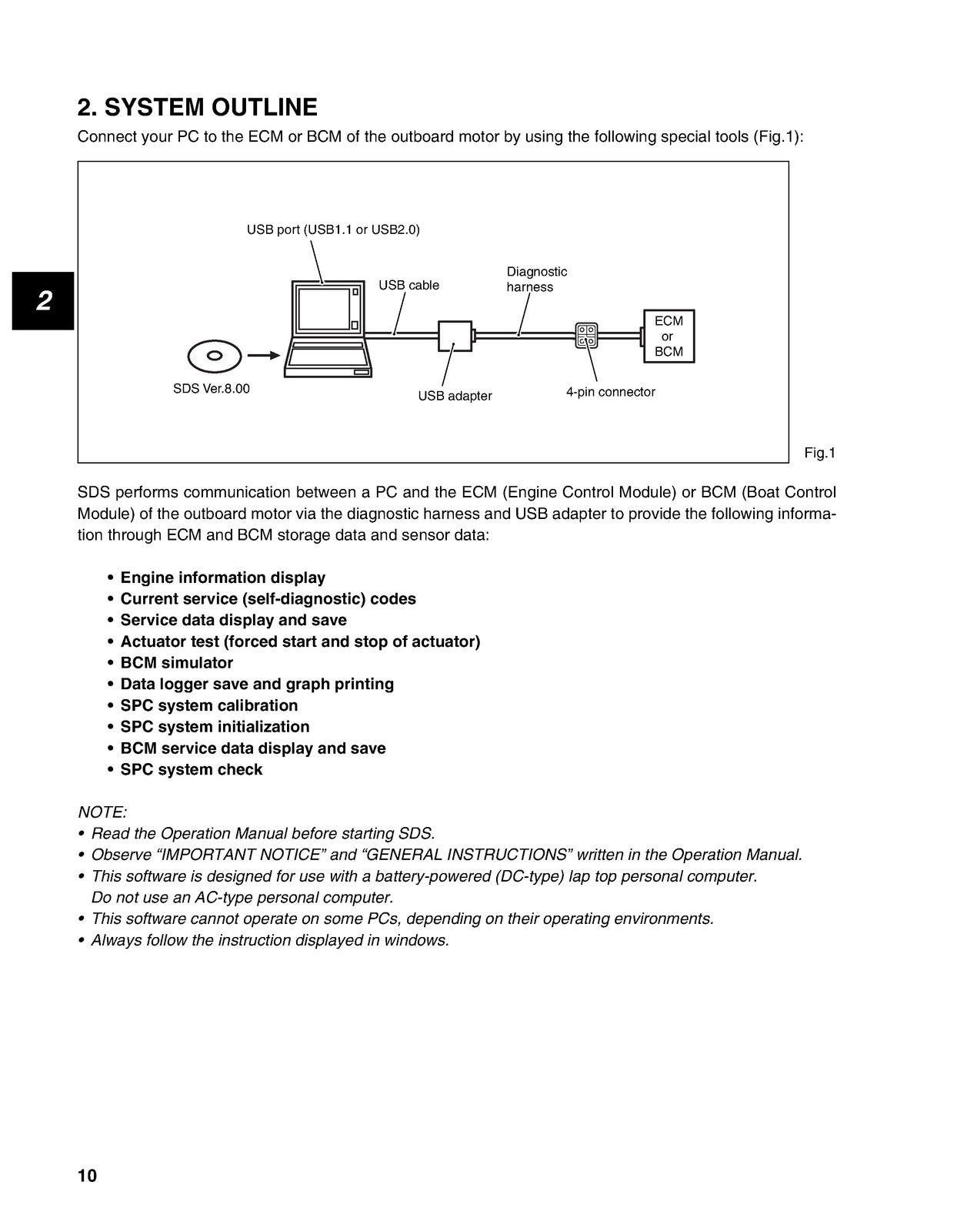 SUZUKI OUTBOARD MOTOR DIAGNOSTIC SYSTEM SOFTWARE v 8.00 User Manual - WIRE BOUND