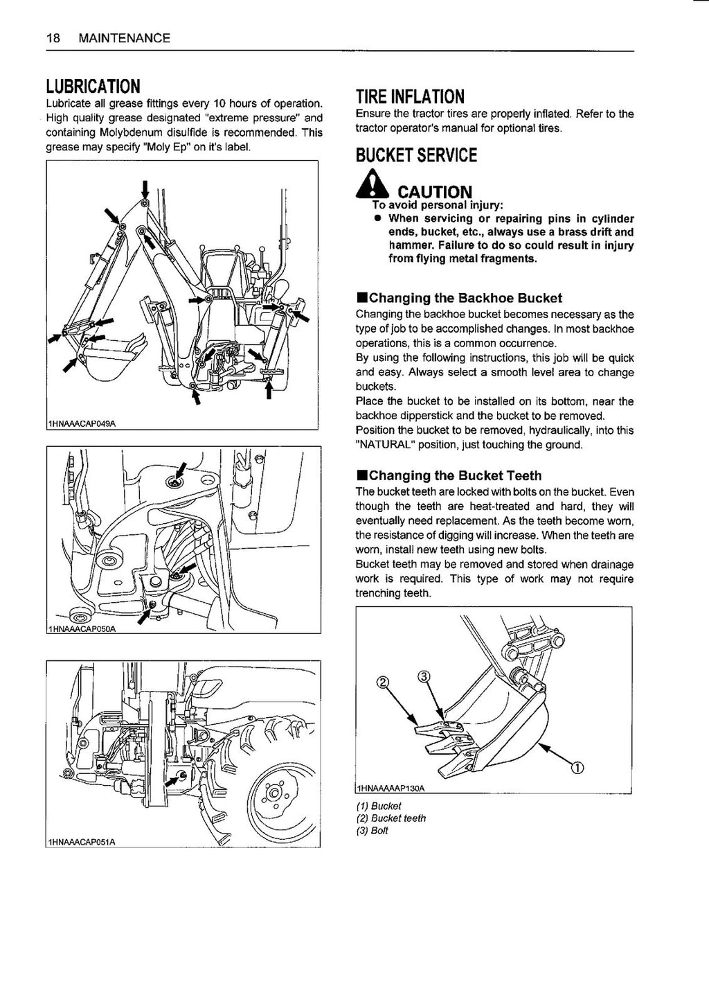 KUBOTA BH70 Backhoe Operators Manual - STEEL WIRE BOUND - PROTECTIVE COVERS