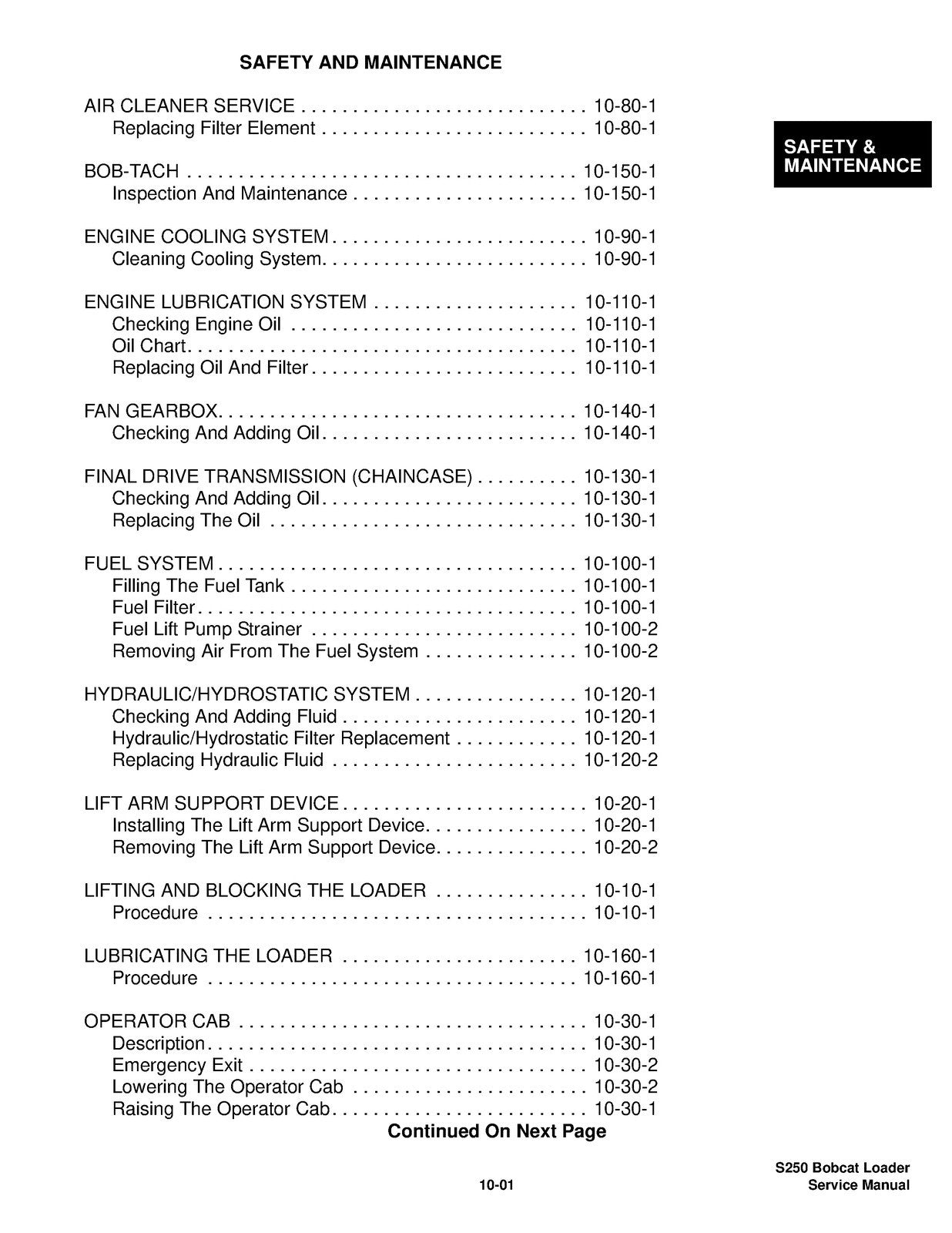 BOBCAT S250 TURBO HIGH FLOW SERVICE MANUAL - WIRE BOUND - TOUGH COVERS