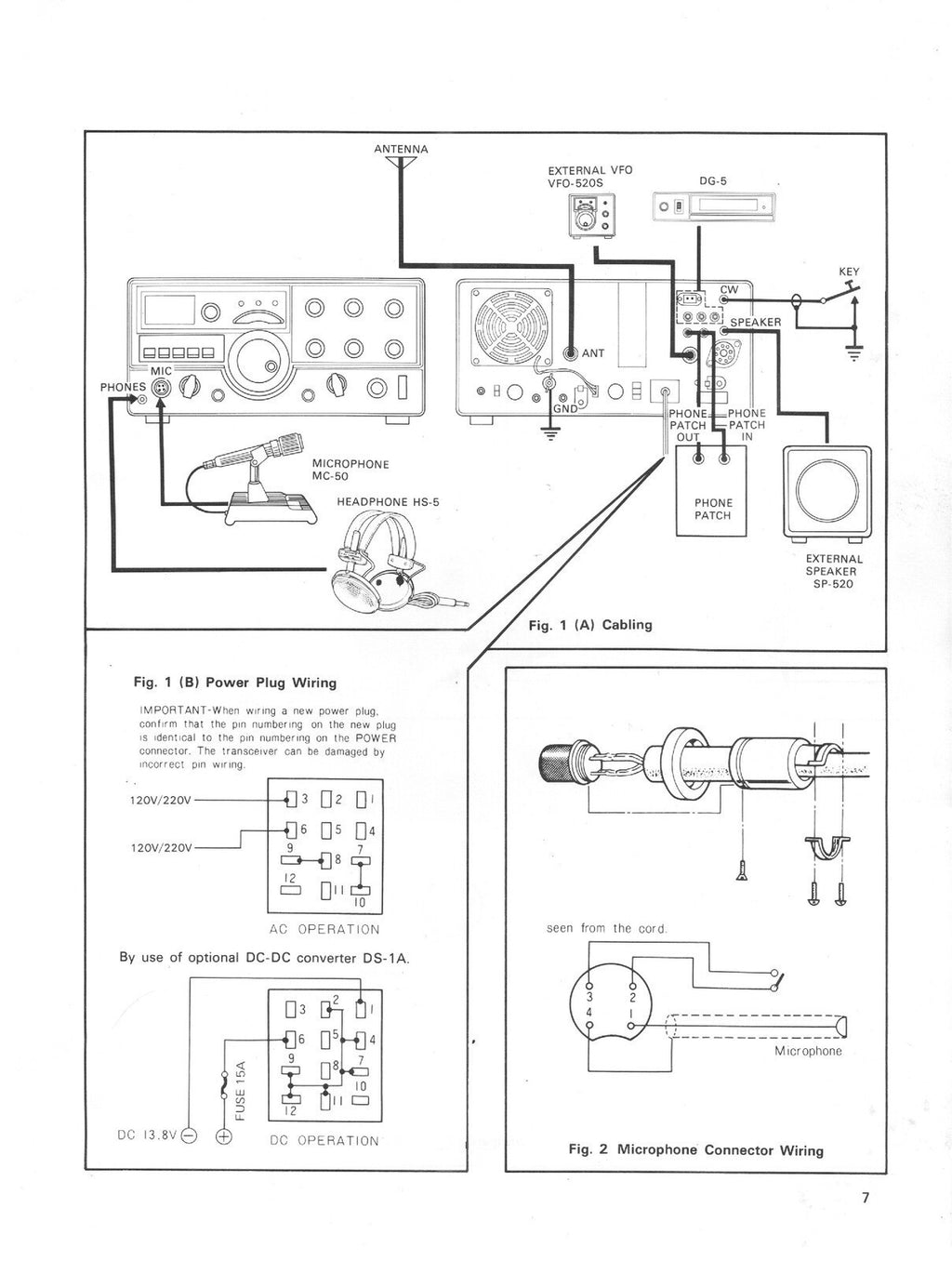 KENWOOD TS-520S TRANCEIVER OPERATING MANUAL - STEEL WIRE BOUND - TOUGH COVERS