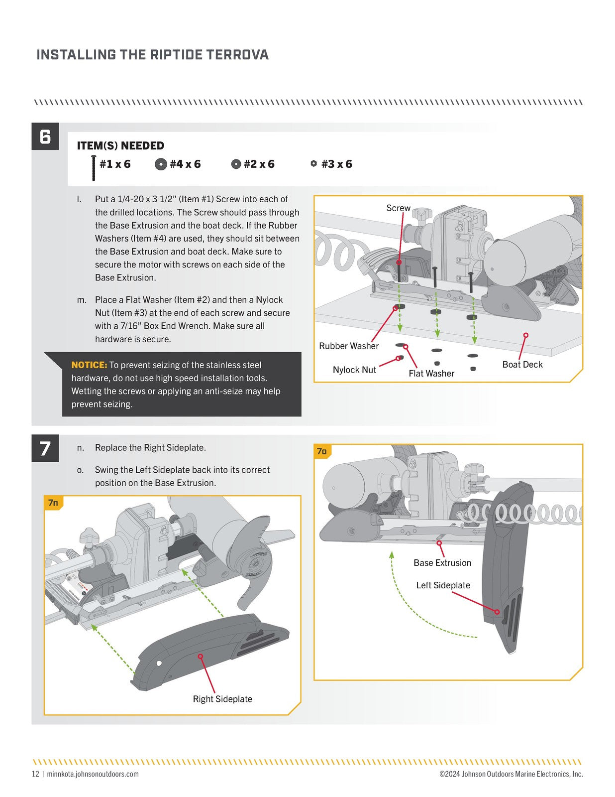 MINN KOTA RIPTIDE TERROVA Owners Manual - WIRE BOUND - TOUGH COVERS