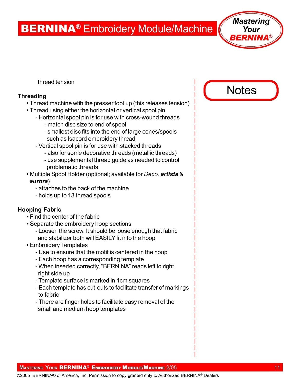 BERNINA Embroidery Mastery Workbook User Manual Operation Guide