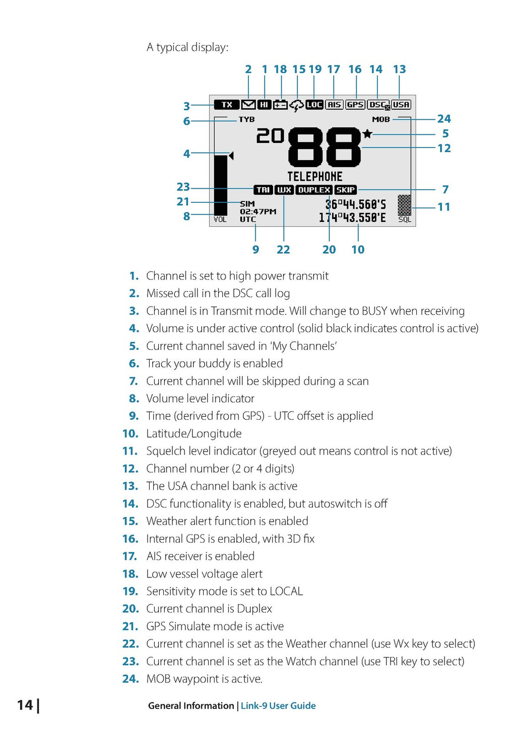 LOWRANCE Link-9 VHF FIXED MOUNT OWNERS MANUAL -  WIRE BOUND - COVERS