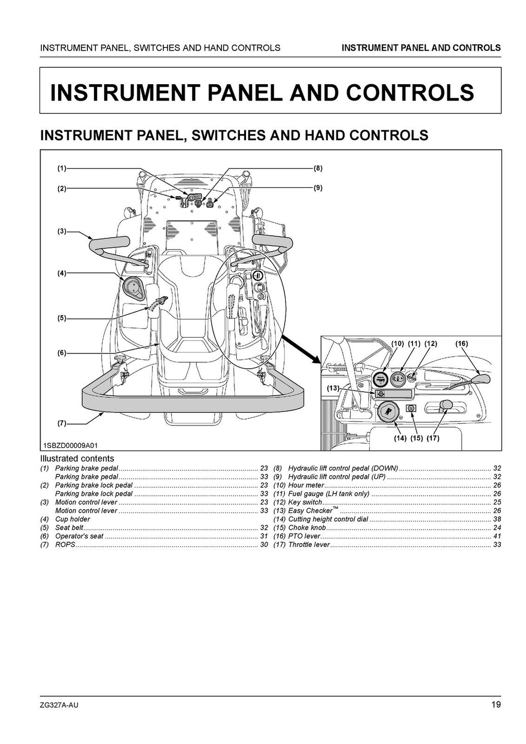 KUBOTA ZG327A-AU ZERO TURN MOWER OPERATORS MANUAL- WIRE BOUND - TOUGH COVERS