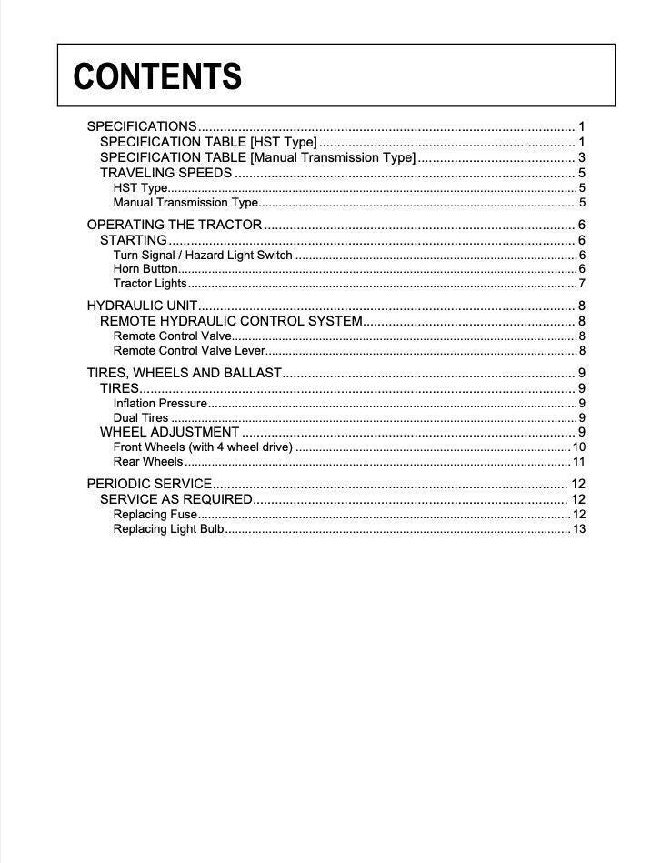 KUBOTA (+CAB) L3240 L3540 L3940 L4240 L4740 5040 5240 5740 ROPS OPERATORS MANUAL