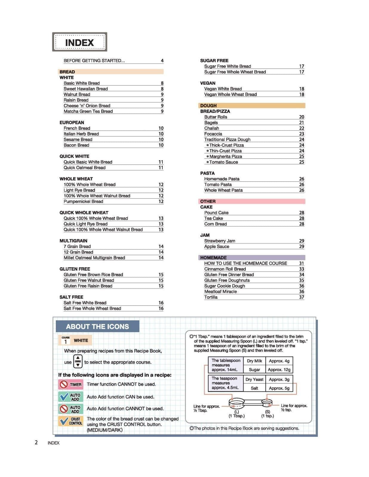 Zojirushi BB-SSC10 Bread Machine Manual + 38 Pg Recipe Book BUNDLE - Wire Bound
