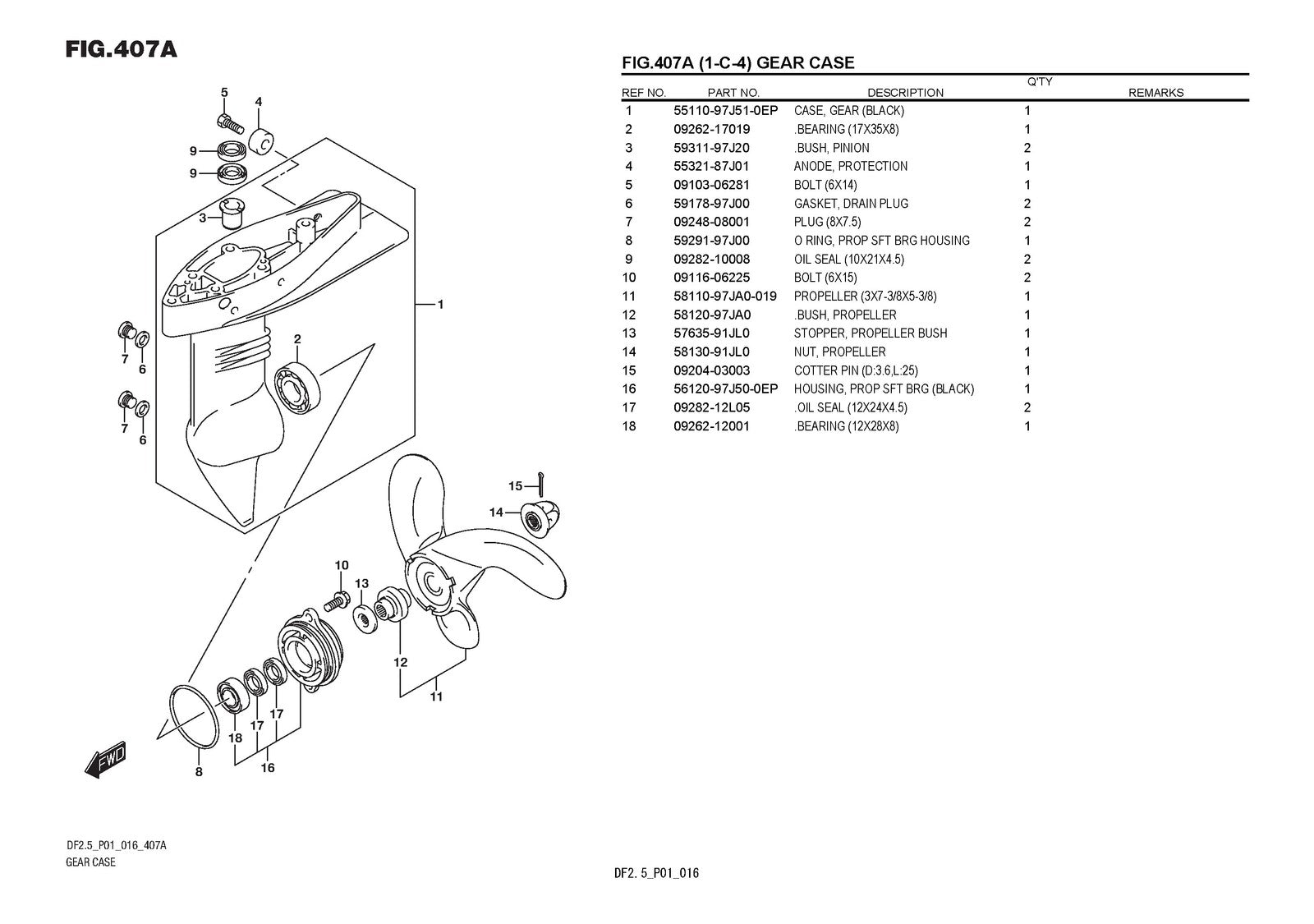 SUZUKI DF2.5 Outboard Motor Parts Cataloge Manual - WIRE BOUND - COVERS