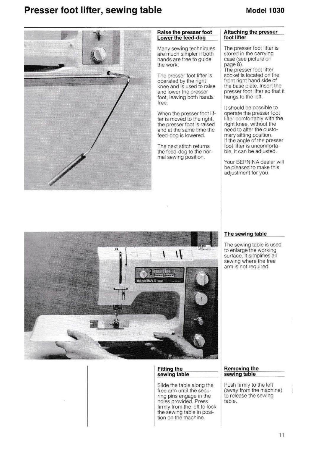 BERNINA 1020-1030 Sewing Machine User Manual In COLOR, TOUGH COVERS, WIRE BOUND