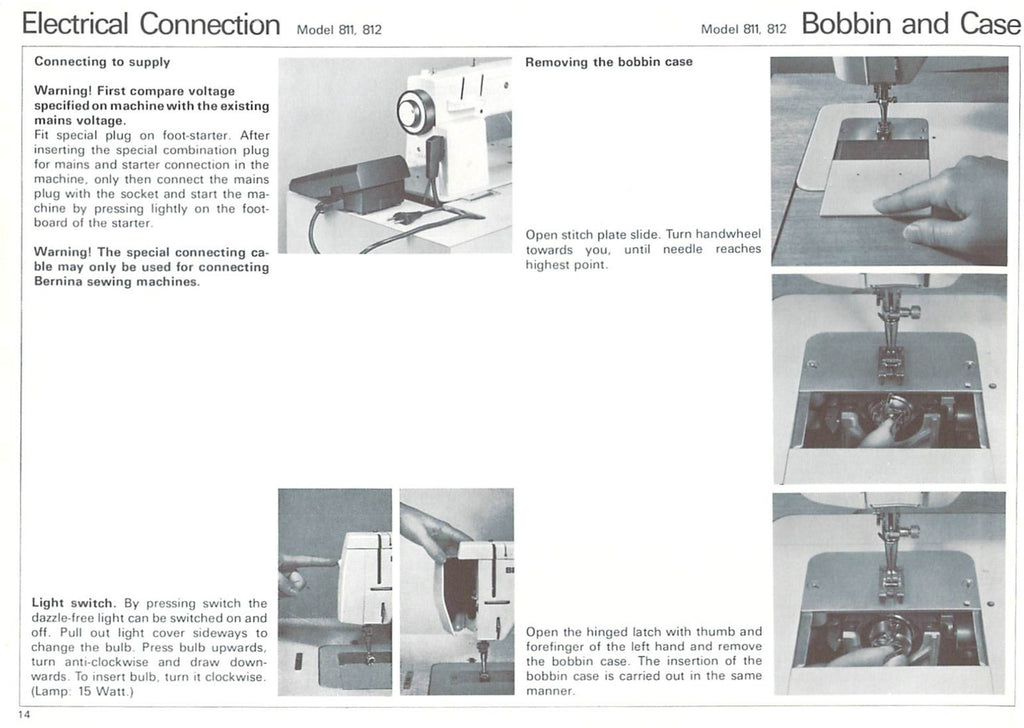 BERNINA 801 802 811 812 Sewing Machine Instruction Manual - WIRE BOUND - COVERS