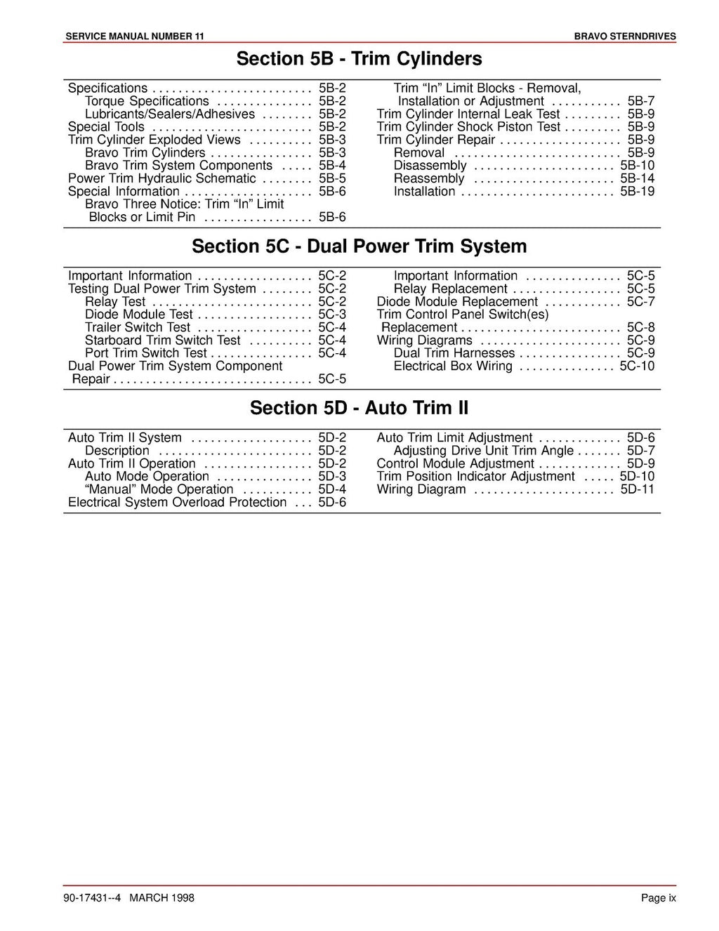 MERCURY MERCRUISER SERVICE MANUAL NO. 11 BRAVO STERNDRIVES - WIRE BOUND - COVERS