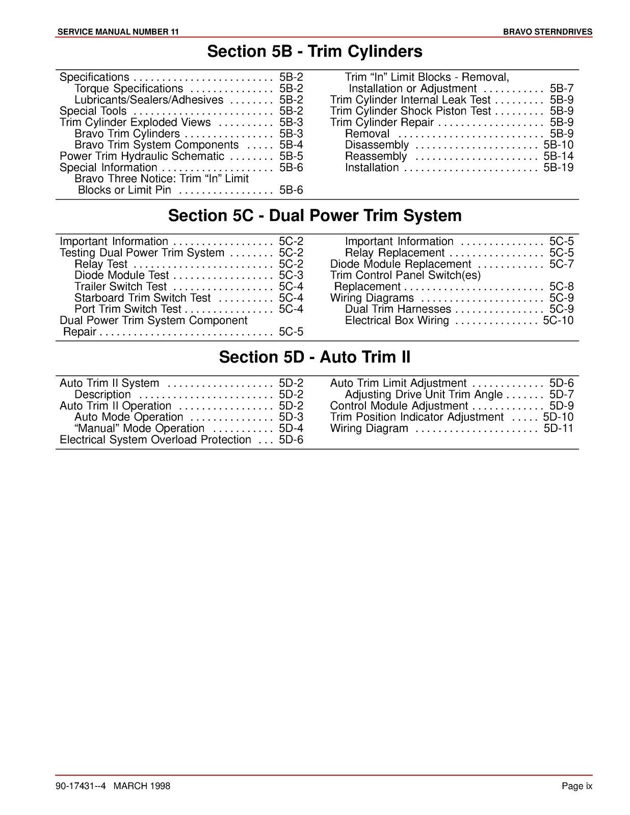 MERCURY MERCRUISER SERVICE MANUAL NO. 11 BRAVO STERNDRIVES - WIRE BOUND - COVERS