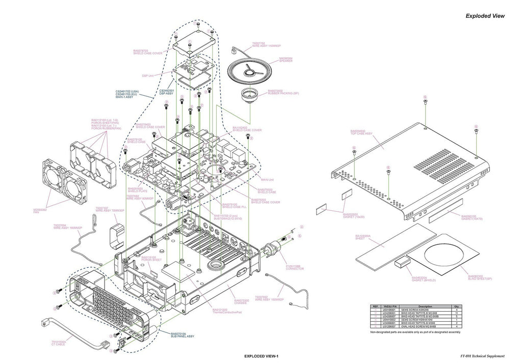 YAESU FT-891 TRANCEIVER TECHNICAL MANUAL - LARGE FOLD-OUT PAGES - WIRE BOUND