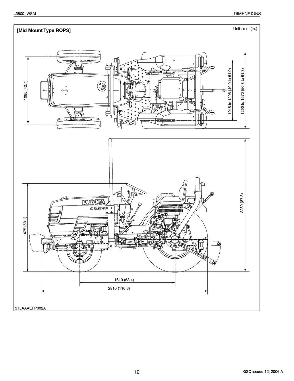 KUBOTA L3800 WORKSHOP MANUAL WSM - COLOR- WIRE BOUND - COVERS - LARGE FOLD-OUTS!