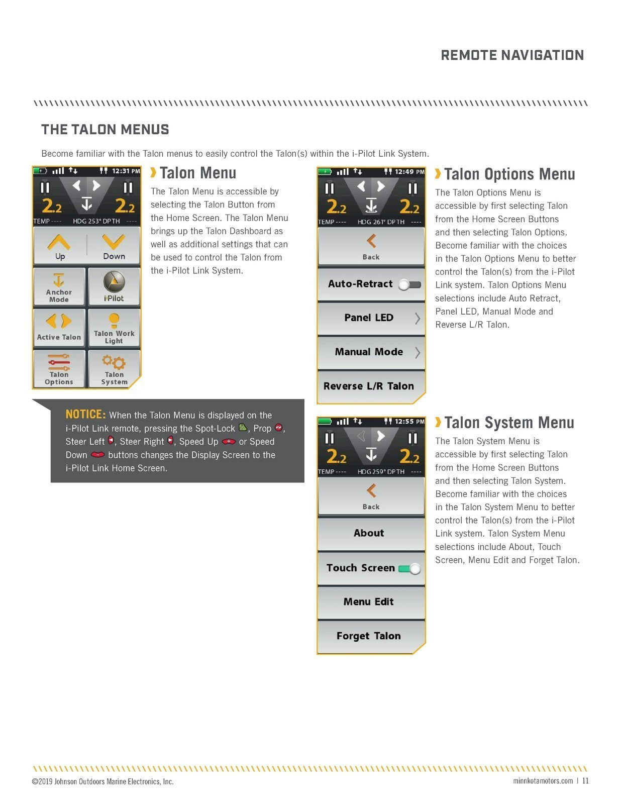 MINN KOTA  i-Pilot Link BlueTooth Owners Manual - WIRE BOUND - TOUGH COVERS