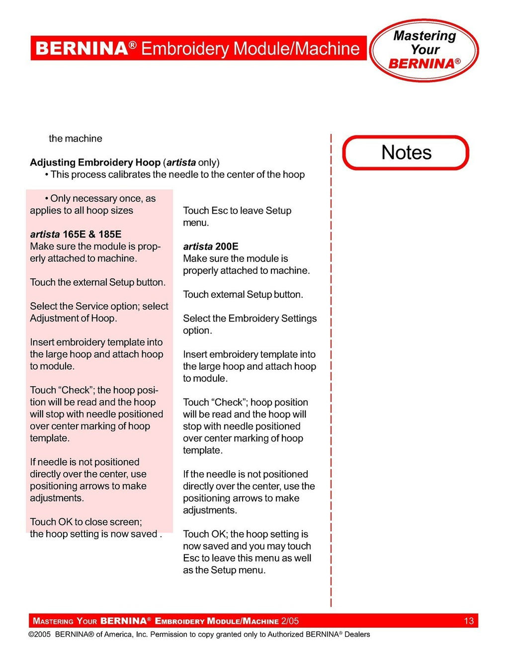 BERNINA Embroidery Mastery Workbook User Manual Operation Guide