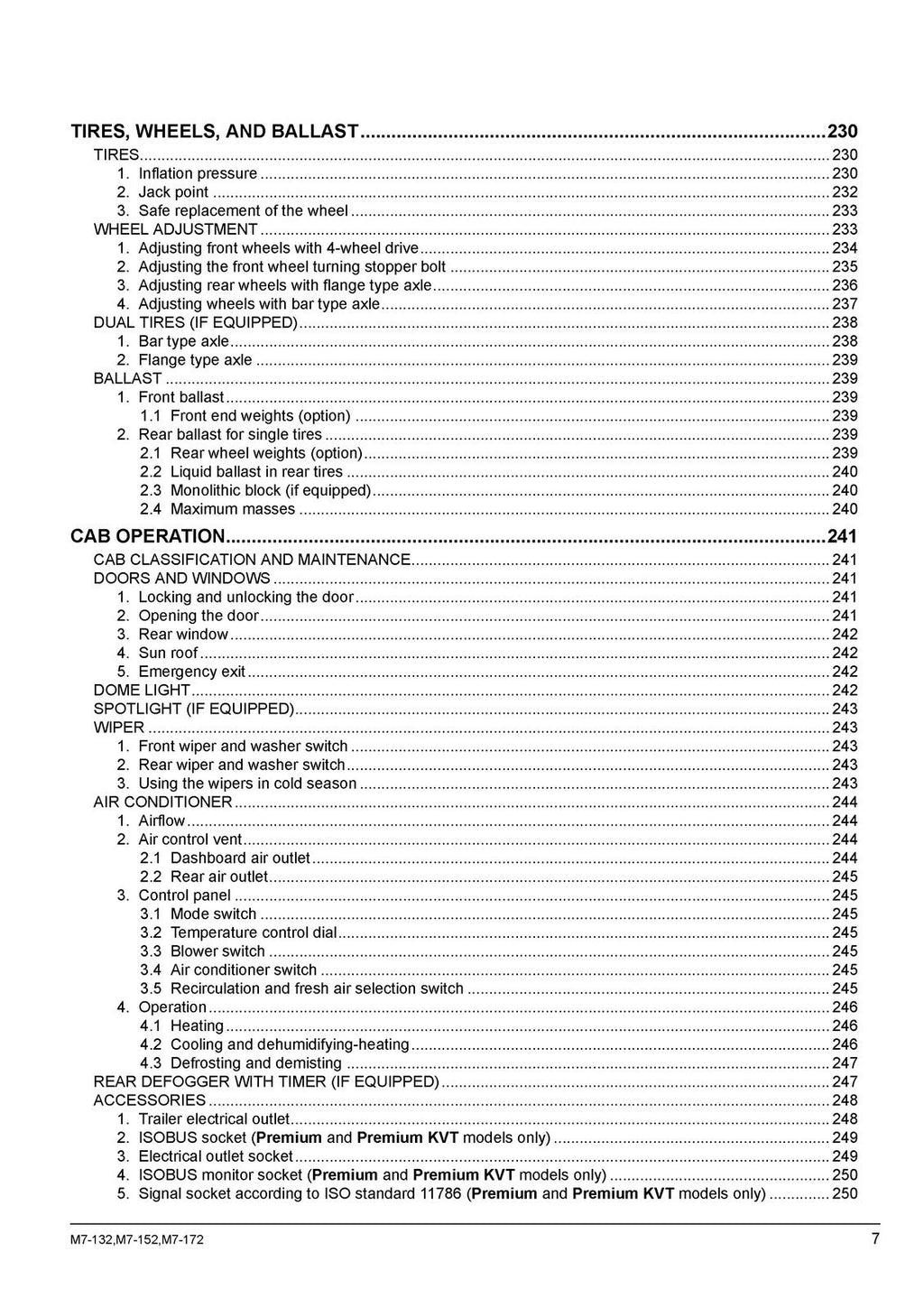 KUBOTA M7132 M7152 M7172 TRACTOR OPERATORS MANUAL - WIRE BOUND - TOUGH COVERS