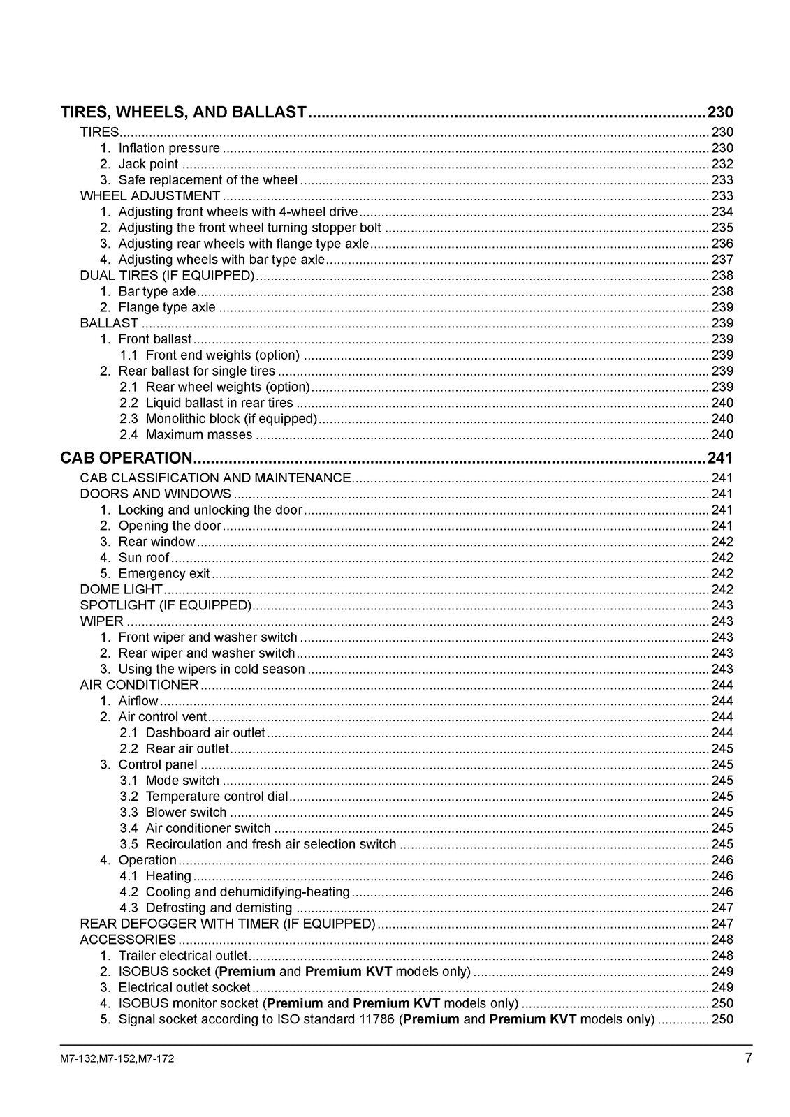 KUBOTA M7132 M7152 M7172 TRACTOR OPERATORS MANUAL - WIRE BOUND - TOUGH COVERS