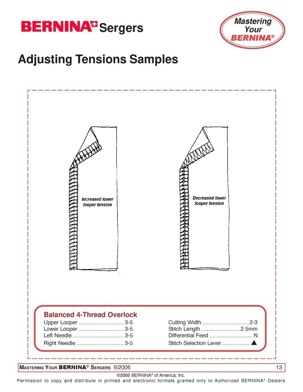 BERNINA MASTERING Your Bernina Serger Owners Workbook - STEEL WIRE BOUND, COVERS